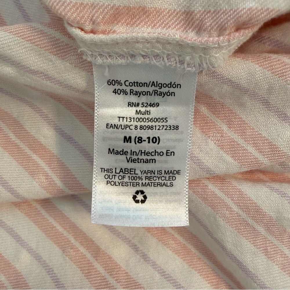 Time and Tru Pink and White Striped Peplum Blouse Size Medium 8/10 - Picture 6 of 10